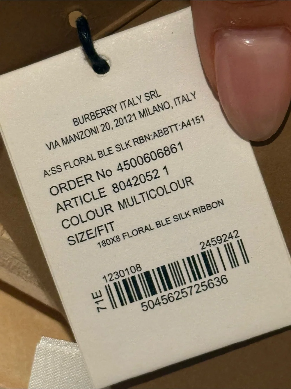 Burberry Red & Black Floral Silk Twilly
